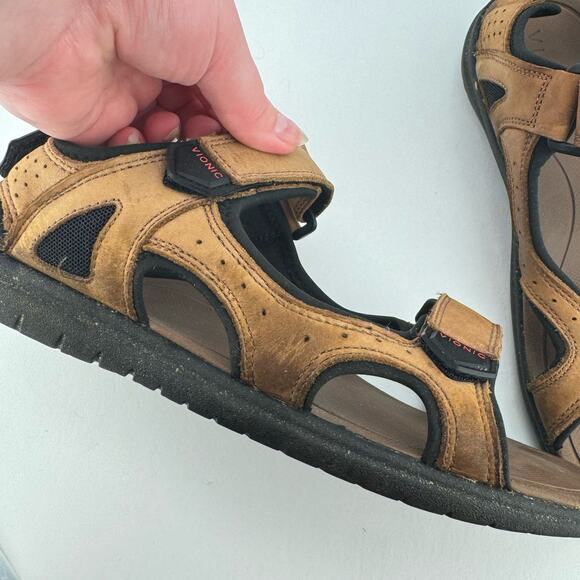 Vionic Neil Brown‎ Nubuck Leather Breathable Adjustable Platform Sandals Sz 7 main image 8